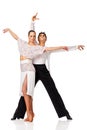 Sensual salsa dancing couple making a dance move and posing for Royalty Free Stock Photo