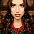 Sensual Woman. Fashion Portrait of Curly Hair Girl Fashion Model Royalty Free Stock Photo