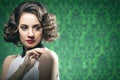 Sensual woman vintage interior retro style Royalty Free Stock Photo