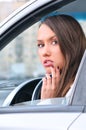 Sensual young woman in a car Royalty Free Stock Photo