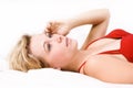 Sensuality blonde woman in red Royalty Free Stock Photo