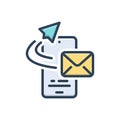 Color illustration icon for Sent, message and communication