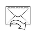 Sent Mail Email Outline Flat Icon on White Royalty Free Stock Photo