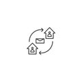 Sent message mail sms line icon. Home addressee remote work