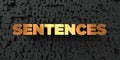 Sentences - Gold text on black background - 3D rendered royalty free stock picture
