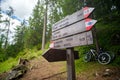 Sentieri Cai the italian mountain trail signs in trentino alto Royalty Free Stock Photo
