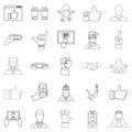 Sentiment icons set, outline style