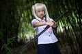 Sentimental samurai girl Royalty Free Stock Photo