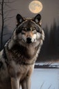 Sentinel of the Snow: A Majestic Portrait of Winged Wolves in Oi