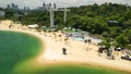 Sentosa Beach, Singapore. Aerial view of beach and coastline on a sunny day Royalty Free Stock Photo