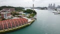 Sentosa Island, Singapore. Aerial view of cityscape and coastline Royalty Free Stock Photo