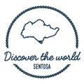 Sentosa Map Outline. Vintage Discover the World.