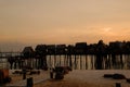 Sunset scene at Singapore beach in Sentosa, Singapore Royalty Free Stock Photo