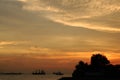 Sunset scene at Singapore beach in Sentosa, Singapore Royalty Free Stock Photo