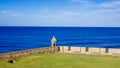 Sentry Box and Lawn by the Sea in Old San Juan, Puerto Rico Royalty Free Stock Photo