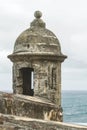 Sentry box overlooking the Atlantic Ocean at 'El Morro' (Castill Royalty Free Stock Photo