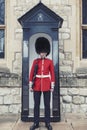 The sentry of the Jewel House at Waterloo Block building inside Tower of London, England