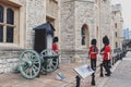 The sentry of the Jewel House at Waterloo Block building inside Tower of London, England