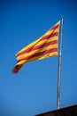 Senyera - Flag of Catalonia waving in the wind