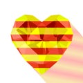 The Senyera, heart with the flag of the Catalonia