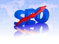 Seo 3d text with growing arrow Royalty Free Stock Photo