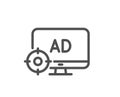 Seo adblock line icon. Search engine optimization sign. Vector