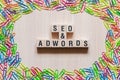 Seo and Adwords word concept Royalty Free Stock Photo