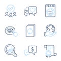 Seo analysis, Payment received and Update document icons set. Laundry, Quick tips and Heart signs. Vector