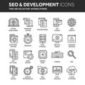 Seo and app development. Search engine optimization. Internet, e-commerce.Thin line web icon set. Outline icons Royalty Free Stock Photo