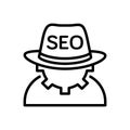 Black line icon for Seo, Blackhat and costume Royalty Free Stock Photo