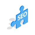 SEO blue puzzle icon, isometric 3d style Royalty Free Stock Photo