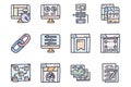 SEO color vector doodle simple icon set Royalty Free Stock Photo