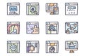 SEO color vector doodle simple icon set Royalty Free Stock Photo