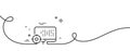 Seo computer line icon. Search engine optimization sign. Continuous line with curl. Vector Royalty Free Stock Photo