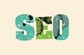 SEO Concept Colorful Stamped Word Illustration Royalty Free Stock Photo