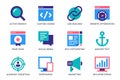 SEO concept of web icons set in simple flat design. Vector pictograms