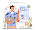 SEO content audit. Idea of search engine optimization for blog promotion Royalty Free Stock Photo