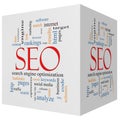 SEO 3D cube Word Cloud Concept Royalty Free Stock Photo