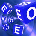 SEO Dice Background Shows Optimized Search Engine Royalty Free Stock Photo