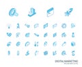 SEO and digital market analytics isometric line icons. 3d vector