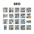 seo digital optimization strategy icons set vector Royalty Free Stock Photo