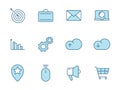 Seo flat vector icons in two colors isolated Royalty Free Stock Photo