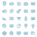 Seo flat vector icons in two colors Royalty Free Stock Photo