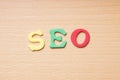 SEO in foam rubber letters Royalty Free Stock Photo
