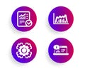 Seo gear, Checked calculation and Infographic graph icons set. Online documentation sign. Vector