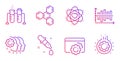 Seo gear, Chemistry pipette and Chemistry beaker icons set. Employees teamwork, Diagram chart and Atom signs. Vector