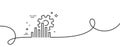 Seo graph line icon. Search engine optimization sign. Continuous line with curl. Vector Royalty Free Stock Photo
