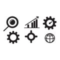 Seo icon set marketing analytics management optimization business vector design flat elements Royalty Free Stock Photo