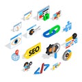 SEO icons set, isometric 3d style Royalty Free Stock Photo