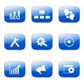 SEO Internet Sign Square Vector Blue Icon Set 5 Royalty Free Stock Photo